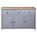 Credenza Grigia 135x40x80 cm in Legno Massello di Pino Panama - Foto miniatura 6