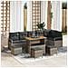 Set da giardino 10 pezzi con cuscini Grigio Polirattan Acacia,  Divano da giardino a 2 posti con cuscini Grigio Polirattan,  Set da pranzo da giardino 4 pezzi con cuscini Grigio Polirattan Acacia - Foto miniatura 2