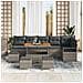 Set da giardino 10 pezzi con cuscini Grigio Polirattan Acacia,  Divano da giardino a 2 posti con cuscini Grigio Polirattan,  Set da pranzo da giardino 4 pezzi con cuscini Grigio Polirattan Acacia - Foto miniatura 3