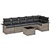 Set di divani da giardino 6 pezzi con cuscini in rattan poliestere nero,  Divano da giardino 2 posti con cuscini e storage in rattan poliestere grigio - Foto miniatura 1
