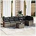 Set di divani da giardino 6 pezzi con cuscini in rattan poliestere nero,  Divano da giardino 2 posti con cuscini e storage in rattan poliestere grigio - Foto miniatura 2