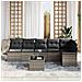 Set di divani da giardino 6 pezzi con cuscini in rattan poliestere nero,  Divano da giardino 2 posti con cuscini e storage in rattan poliestere grigio - Foto miniatura 3
