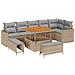 Set di Divano da Giardino a 9 Pezzi con Cuscini Beige Poly Rattan Acacia, Set da Pranzo da Giardino a 3 Pezzi con Cuscini Beige Poly Rattan Acacia - Foto miniatura 1