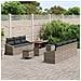 Set divano da giardino di 10 pezzi con cuscini grigio polyrattan acacia,  Divano da giardino per 2 persone con cuscini grigio polyrattan,  Set da pranzo da giardino di 3 pezzi con cuscini grigio polyrattan acacia - Foto miniatura 3