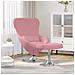 Sedia a uovo  con poggiapiedi in velluto rosa - Foto miniatura 2
