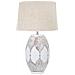 Lampada Da Tavolo Atene In Resina Ovale Con Motivo A Piume Stile Boho Chic - Foto miniatura 1
