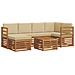 Set divani 7 pcs Naturale e Beige Legno di Acacia Massello - Foto miniatura 1