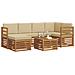 Set divani 7 pcs Naturale e Beige Legno di Acacia Massello - Foto miniatura 3