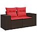 Set di divani 5 pz Marrone e Rosso Rattan sintetico e Acciaio - Foto miniatura 6