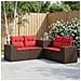 Set di divani 5 pz Marrone e Rosso Rattan sintetico e Acciaio - Foto miniatura 9