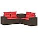 Set di divani 5 pz Marrone e Rosso Rattan sintetico e Acciaio - Foto miniatura 1