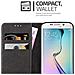 Custodia Compatibile Con Samsung Galaxy S6 Edge In Nero Marrone - Coperchio Protettiva Con Chiusura Magnetica, Funzione Stand E Tasca Per Le Carte - Foto miniatura 5