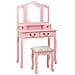 Tavolo Da Trucco Con Sgabello Rosa 80x69x141 Cm Legno Paulownia - Foto miniatura 1