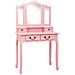 Tavolo Da Trucco Con Sgabello Rosa 80x69x141 Cm Legno Paulownia - Foto miniatura 3