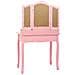 Tavolo Da Trucco Con Sgabello Rosa 80x69x141 Cm Legno Paulownia - Foto miniatura 7