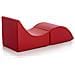 Clever pouf, Trasformabile in una chaise longue in ecopelle, colore rosso, Misure 100 x 70 x 50 cm - Foto miniatura 3