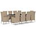 Set Da Pranzo Da Giardino 11 Pz Con Cuscini Beige In Polyrattan - Foto miniatura 2