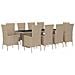 Set Da Pranzo Da Giardino 11 Pz Con Cuscini Beige In Polyrattan - Foto miniatura 3