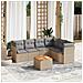 Set Divano da Giardino 7 pz con Cuscini Beige Misto Polyrattan - Foto miniatura 2