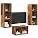 Set mobile TV Legno vecchio 37 x 37 x 107 cm Legno multistrato - Foto miniatura 3