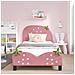 Struttura letto bambini con testata Rosa 90 x 190 cm Velluto - Foto miniatura 3