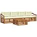 Set di divani da esterno con cuscino 5 pcs Naturale e Crema - Foto miniatura 1