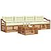 Set di divani da esterno con cuscino 5 pcs Naturale e Crema - Foto miniatura 3