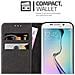 Custodia Compatibile Con Samsung Galaxy S6 Edge In Oro Rosato Nero - Coperchio Protettiva Con Chiusura Magnetica, Funzione Stand E Tasca Per Le Carte - Foto miniatura 6