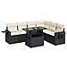 Set Divani Da Giardino Con Cuscini 7pz Nero Polyrattan - Foto miniatura 2