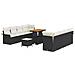 Set di divani da giardino  11 pezzi con cuscini Nero Polyrattan Acacia, Divano da giardino  2 posti con spazio di stoccaggio e cuscini Nero Polyrattan, Set da pranzo da giardino vitaXL 3 pezzi con cuscini Nero Polyrattan Acacia - Foto miniatura 1