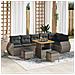 Set Divano da Giardino 9 Pezzi con Cuscini Grigio Polyrattan Acacia,  Set da Pranzo da Giardino 3 Pezzi con Cuscini Grigio Polyrattan Acacia - Foto miniatura 2