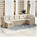 Set di Divani da Giardino 7 Pezzi con Cuscini Beige Polyrattan - Foto miniatura 2