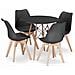 Set tavolo rotondo KOVA 80 cm nero con 4 sedie RIXK nere - Foto miniatura 1