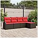 Set di divani con cuscino 5 pcs Marrone e Rosso polyrattan - Foto miniatura 2
