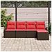 Set di divani con cuscino 5 pcs Marrone e Rosso polyrattan - Foto miniatura 3