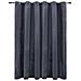 Tenda Oscurante Anelli In Metallo Velluto Antracite 290x245 Cm - Foto miniatura 2