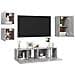 Set Porta Tv 5 Pz Grigio Cemento In Truciolato - Foto miniatura 3