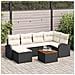 Set giardino 7 pezzi con cuscini  Nero Polyrattan Acacia, Divano giardino 2 posti con storage e cuscini  Nero Polyrattan - Foto miniatura 2