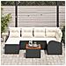 Set giardino 7 pezzi con cuscini  Nero Polyrattan Acacia, Divano giardino 2 posti con storage e cuscini  Nero Polyrattan - Foto miniatura 3