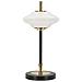 Lampada Da Tavolo Vintage In Ferro Nero E Oro Con Diffusore In Vetro Bianco Opalino - Foto miniatura 1