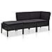 Set Divani da Giardino 3 pz con Cuscini in Polyrattan Nero - Foto miniatura 1