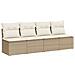 Divano Da Giardino Con Cuscini A 4 Posti Beige In Polyrattan - Foto miniatura 2