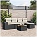 Set Divano da Giardino 6 pz con Cuscini Nero in Polyrattan - Foto miniatura 2