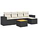 Set Divano da Giardino 6 pz con Cuscini Nero in Polyrattan - Foto miniatura 1