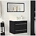 Mobile Lavabo da Bagno Rovere Nero 60x38,5x48 cm in Truciolato - Foto miniatura 3