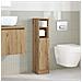 Mobile Da Bagno Con Portarotolo Rovere Artigianale 20,5x22x90cm - Foto miniatura 3