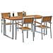 Set Pranzo Giardino 5 Pezzi Grigio Acciaio e Legno Acacia - Foto miniatura 3