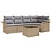 Set di divani da giardino 6 pezzi con cuscini in rattan polirattan nero,  Divano da giardino 2 posti con spazio di stoccaggio e cuscini in polirattan beige - Foto miniatura 1