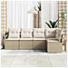 Set Divano da Giardino 5 Pezzi con Cuscini Beige Polyrattan, Divano da Giardino 2 Posti con Cuscini Beige Polyrattan - Foto miniatura 3