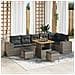 Set Divano da Giardino 9 Pezzi con Cuscini Grigio Polyrattan Acacia,  Set da Pranzo da Giardino 3 Pezzi con Cuscini Grigio Polyrattan Acacia - Foto miniatura 2